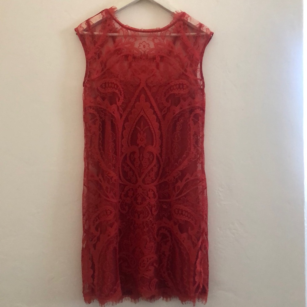 Nicole Miller Artelier | Red Lace Cocktail Dress | Small